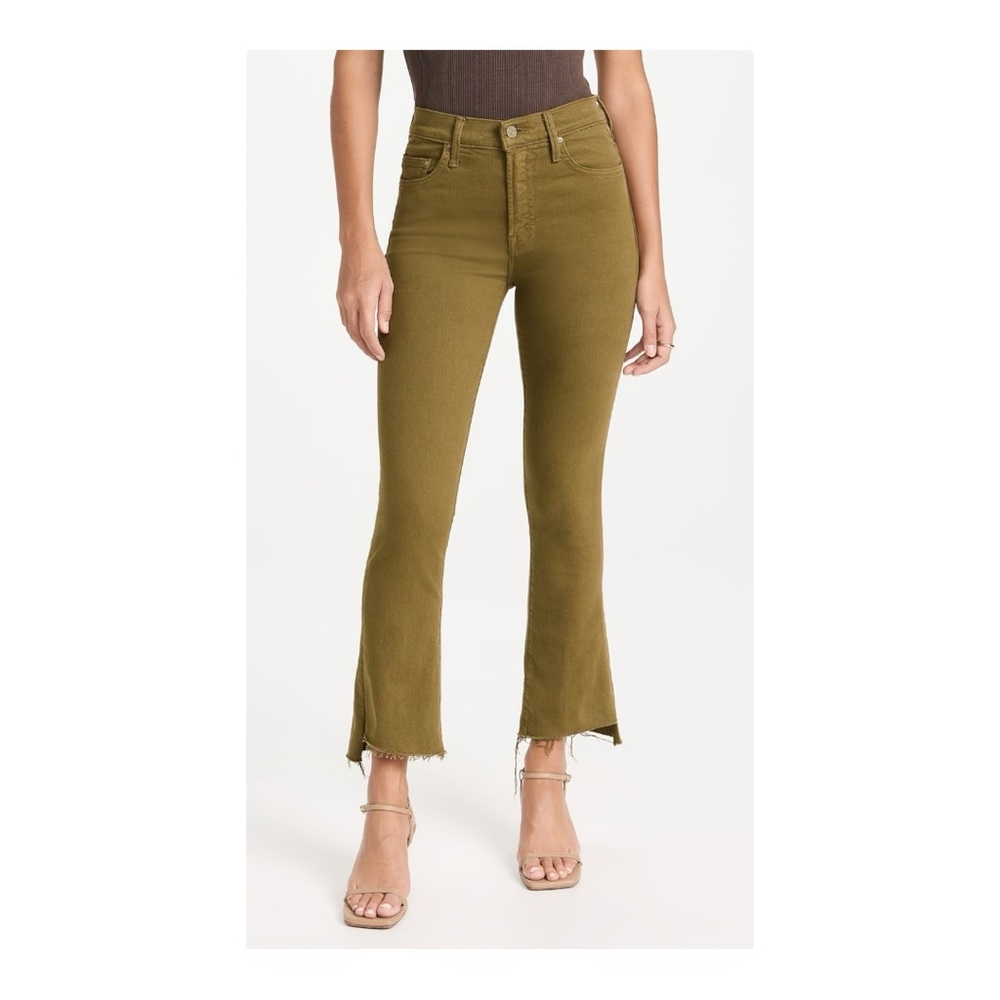 Mother The Insider Crop Step Ankle Fray in Fir Green